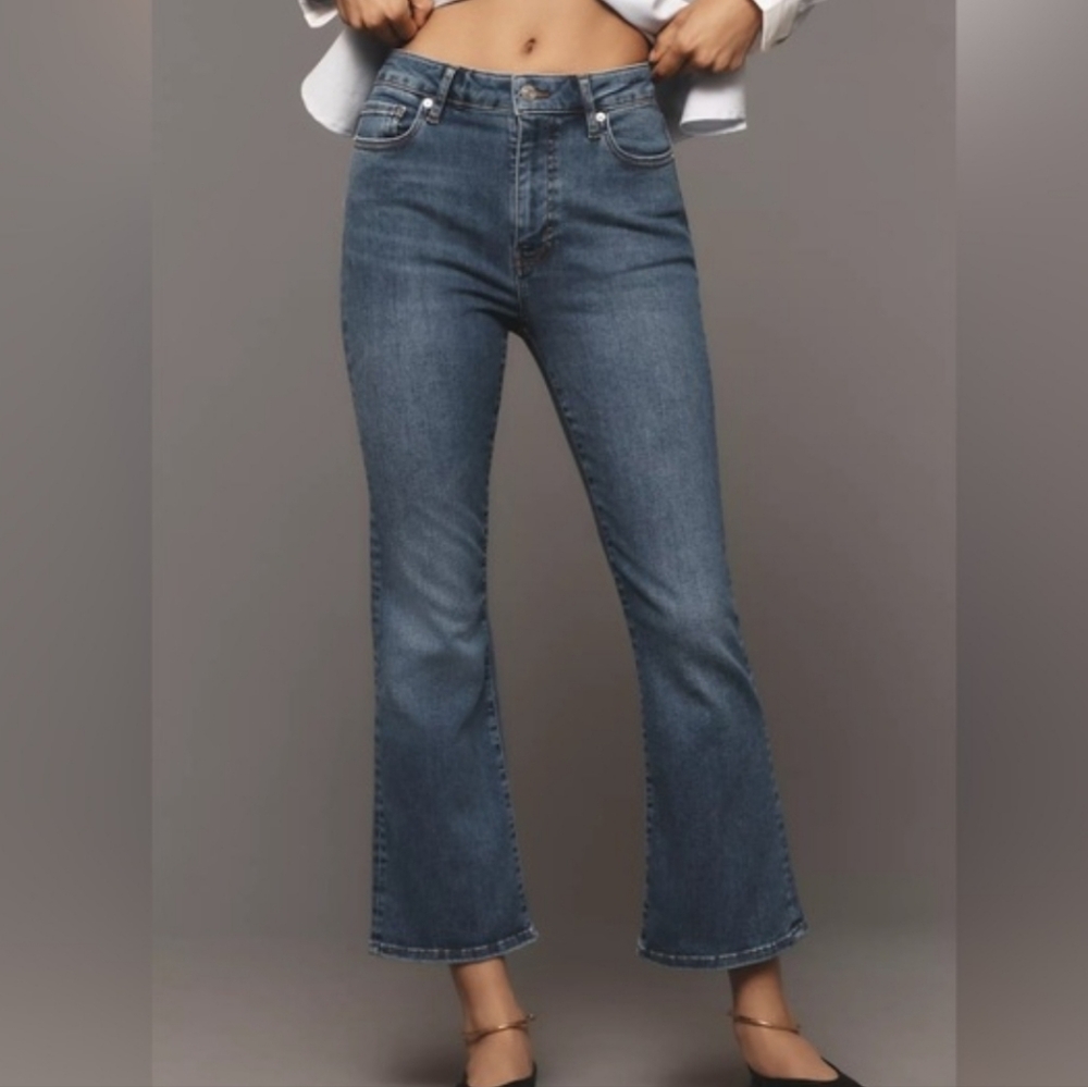 Anthropologie FRAME Le Crop High-Rise Mini Boot Jeans In Mermaid Wash